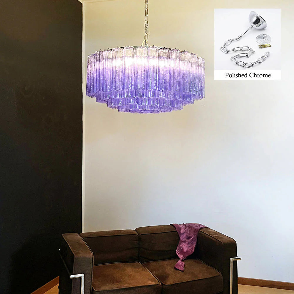 Murano Large Amethyst Tube Chandelier