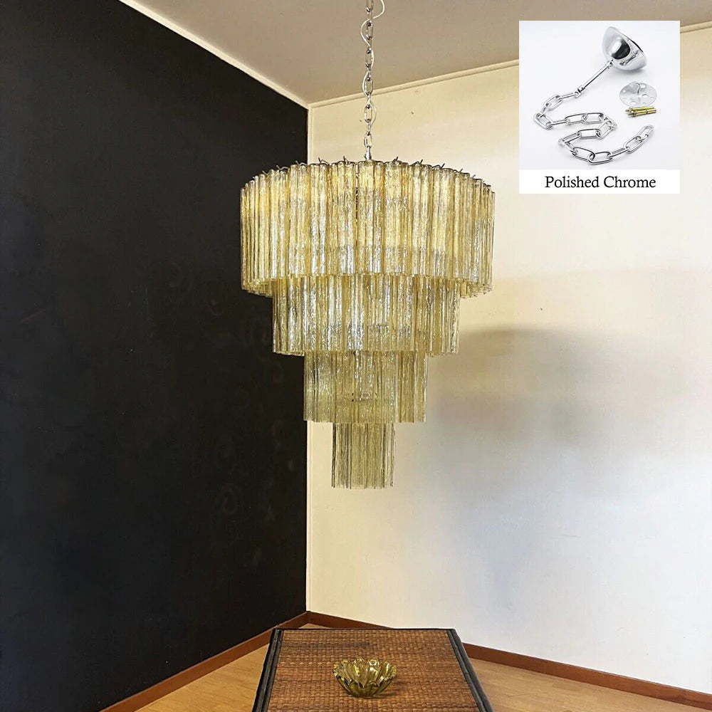 Vintage Murano Pink Tubes Chandelier