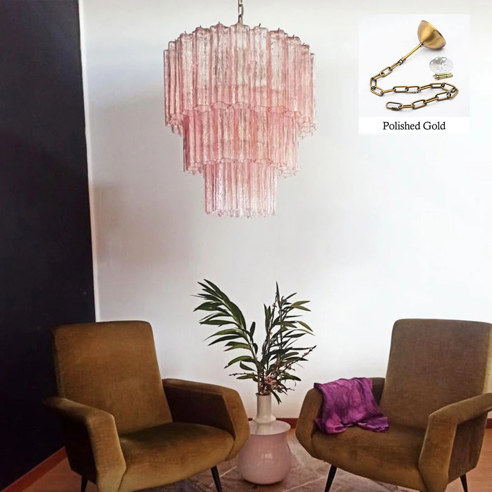 Murano Pink Tubes Chandelier
