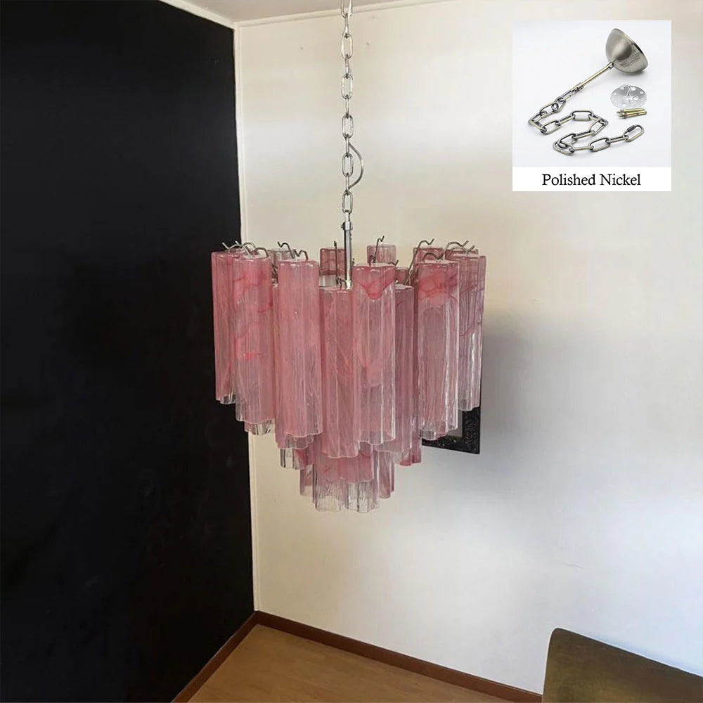 Pink Murano Tubes Chandelier