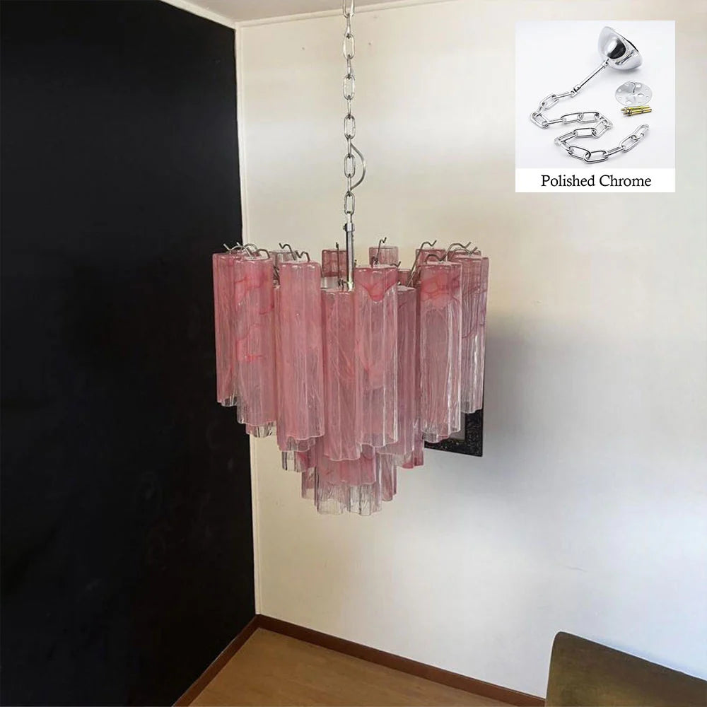 Pink Murano Tubes Chandelier