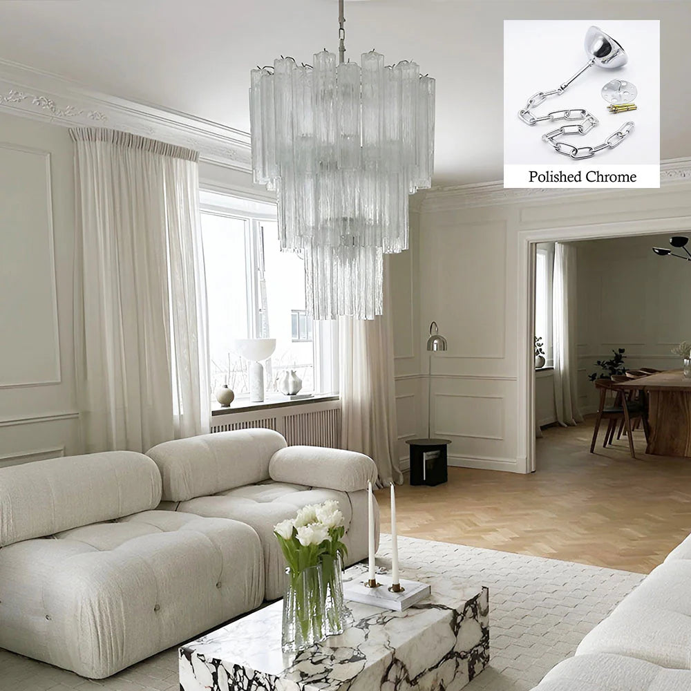 Elegant Transparent Murano Tube Chandelier