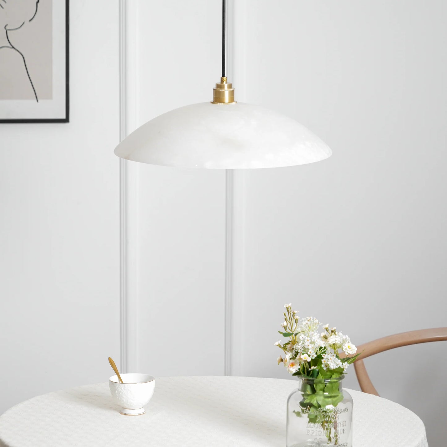Alabaster Dome Pendant Lamp