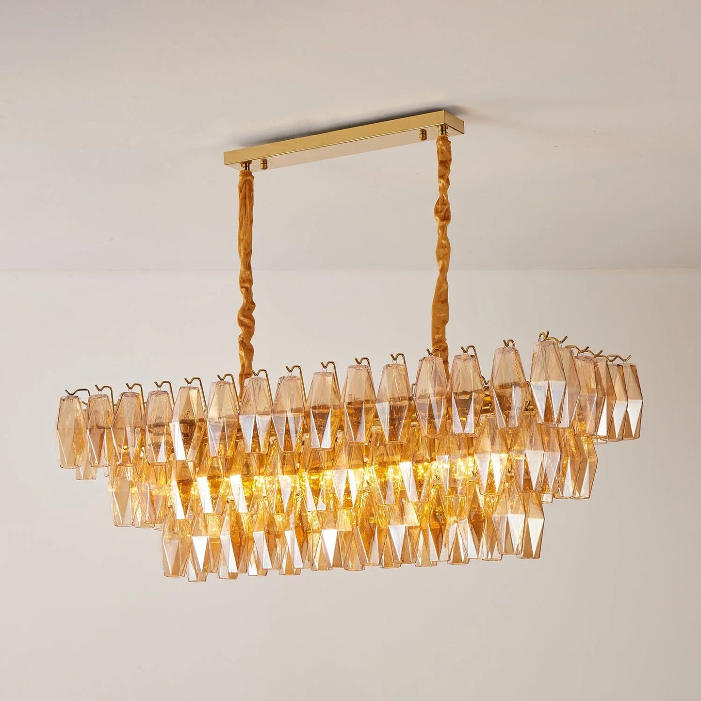 Amber Prism Glass Chandelier