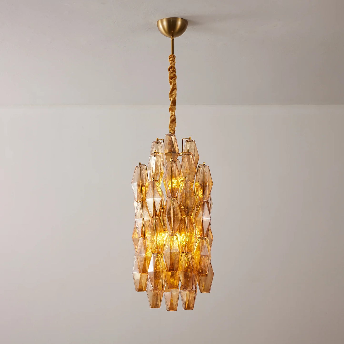 Amber Prism Long Chandelier