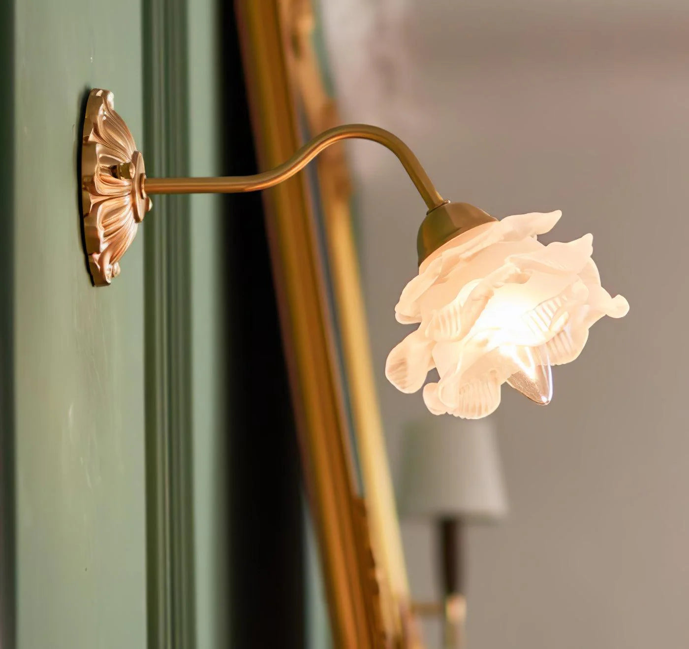 Brass Rose Wall Lamp