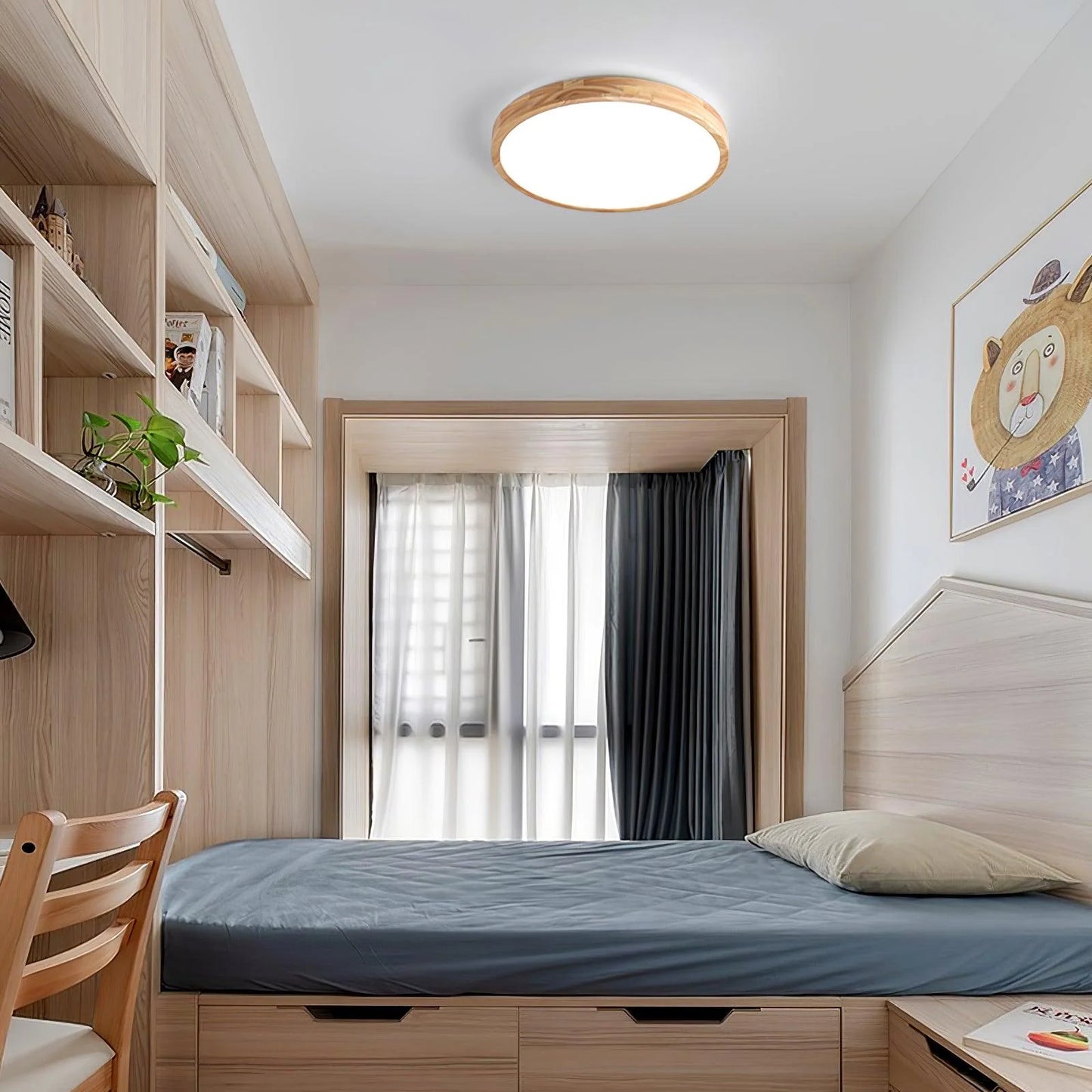 Circle Wooden Ceiling Light