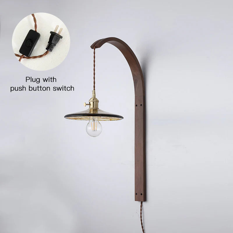 Curved Walnut Ceramic Wall Light