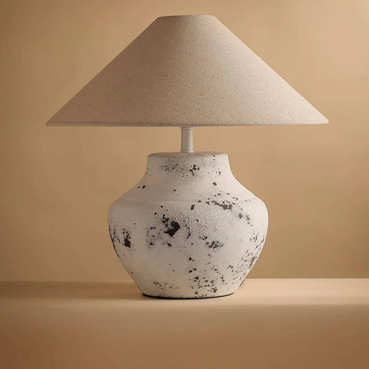 Distressed White Ceramic Table Lamp