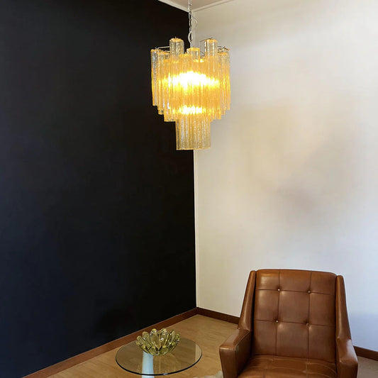 Fantastic Amber Murano Tube Chandelier
