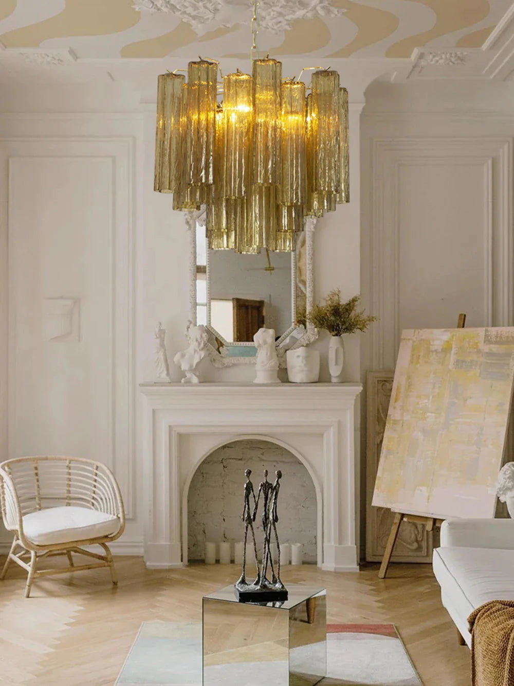 Fantastic Murano Amber Tubes Chandelier