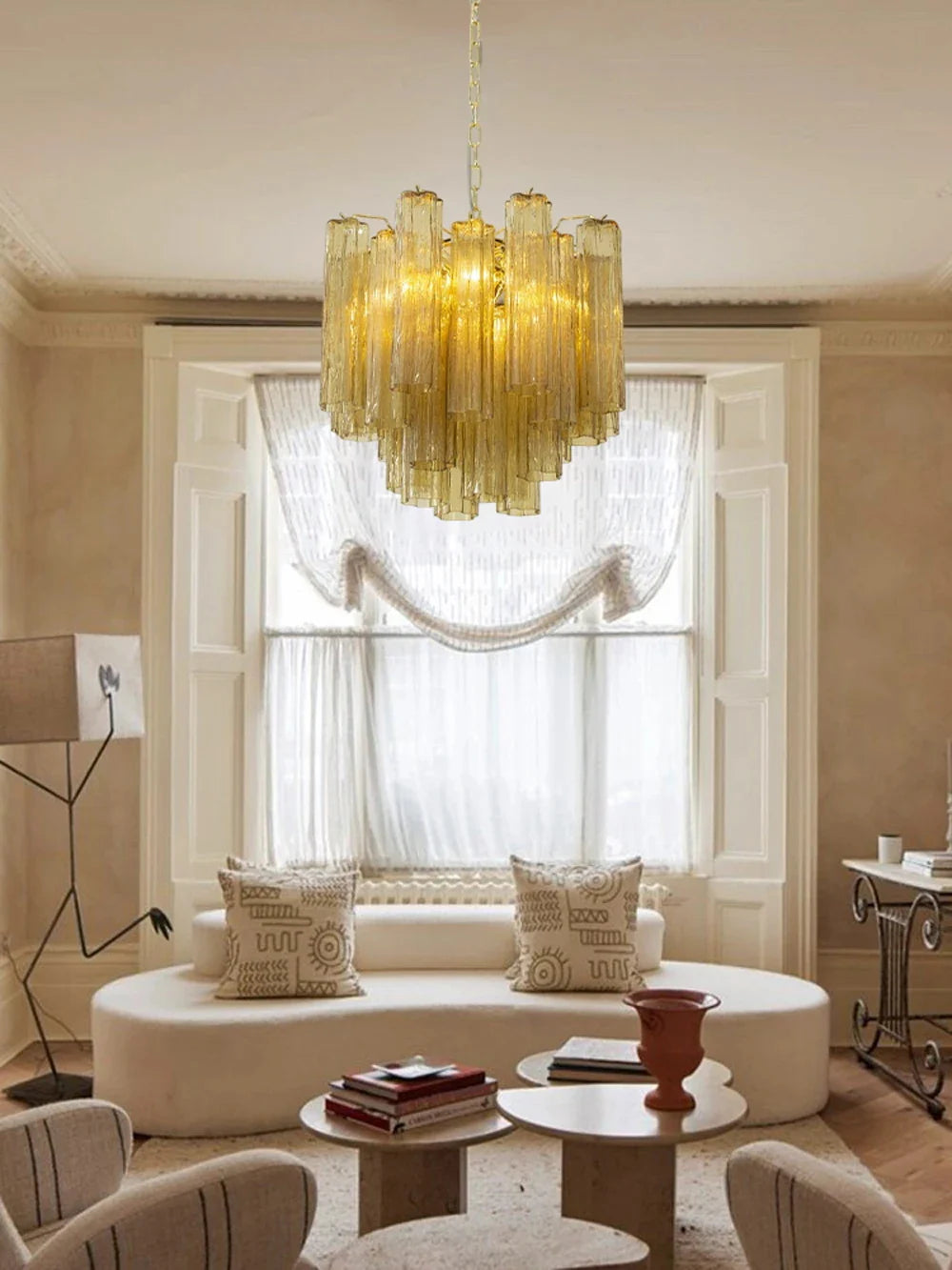 Fantastic Murano Amber Tubes Chandelier