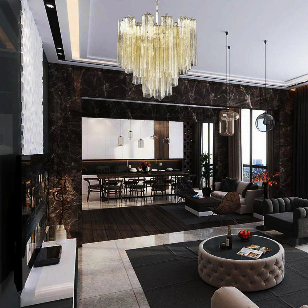 Fantastic Murano Amber Tubes Chandelier