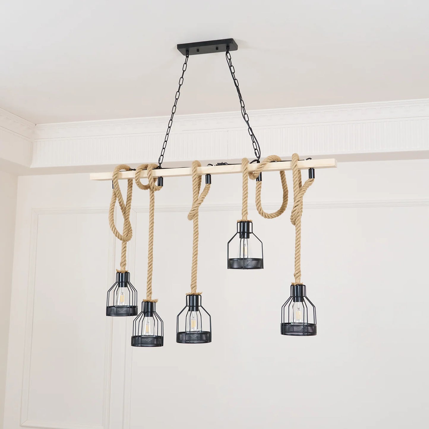 Hemp Rope Industrial Grenade Chandelier
