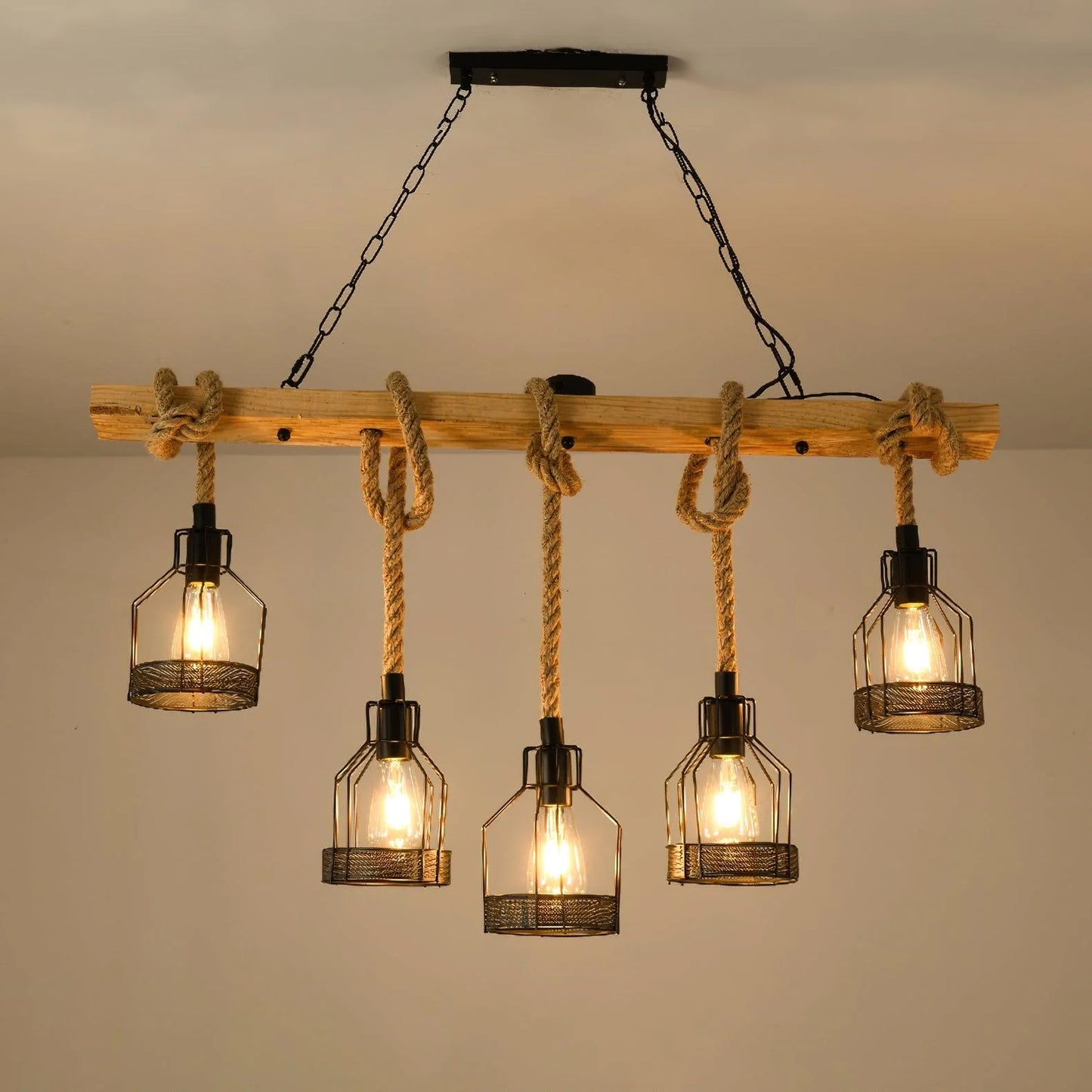 Hemp Rope Industrial Grenade Chandelier