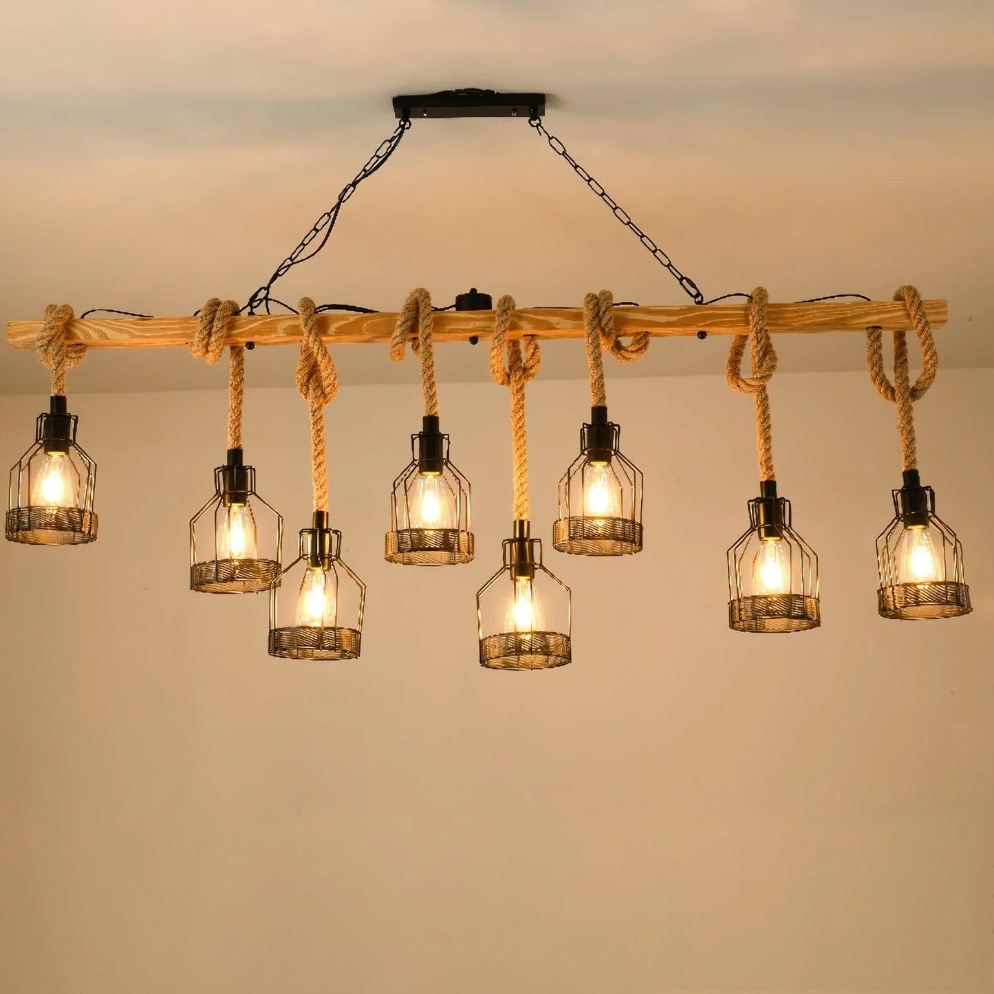 Hemp Rope Industrial Grenade Chandelier
