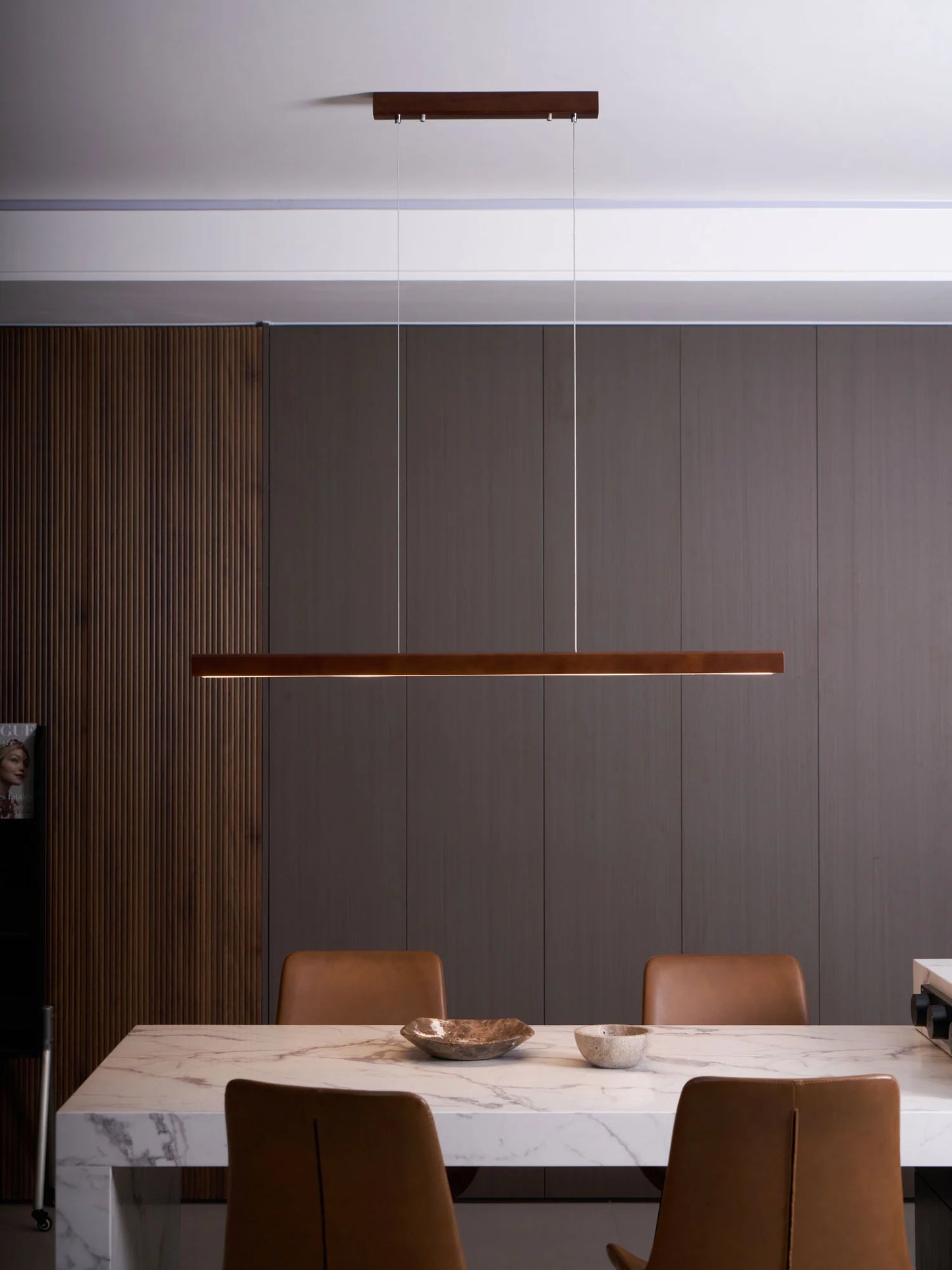 Linear Wooden Pendant Light