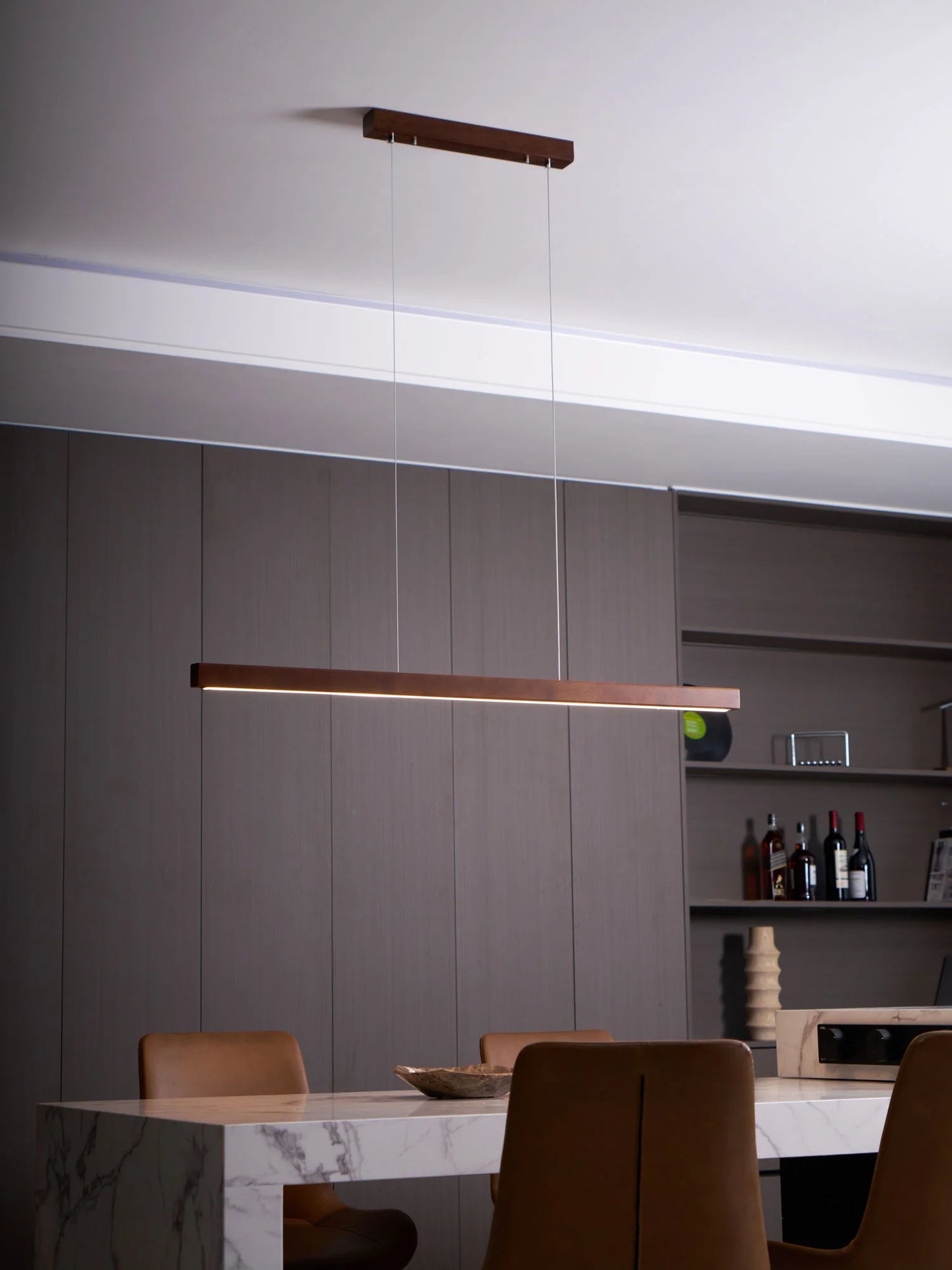 Linear Wooden Pendant Light