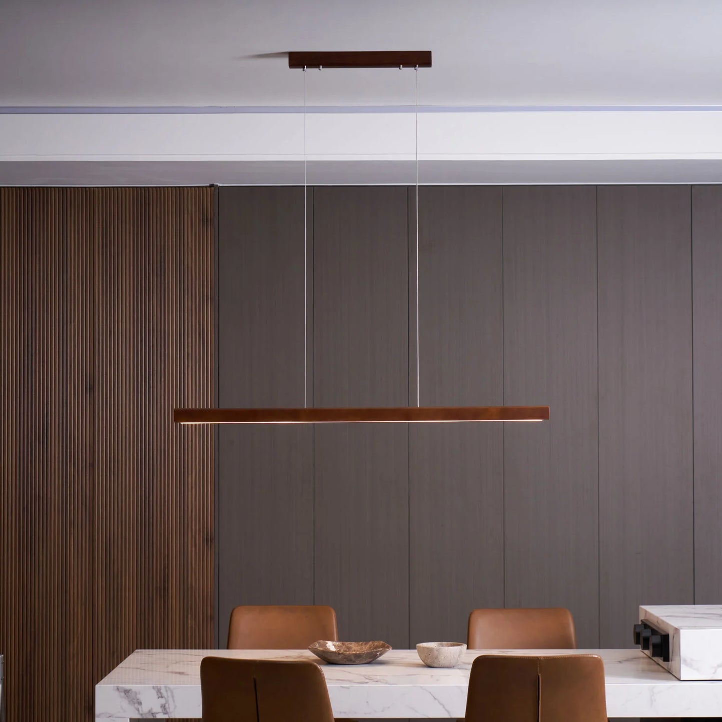 Linear Wooden Pendant Light