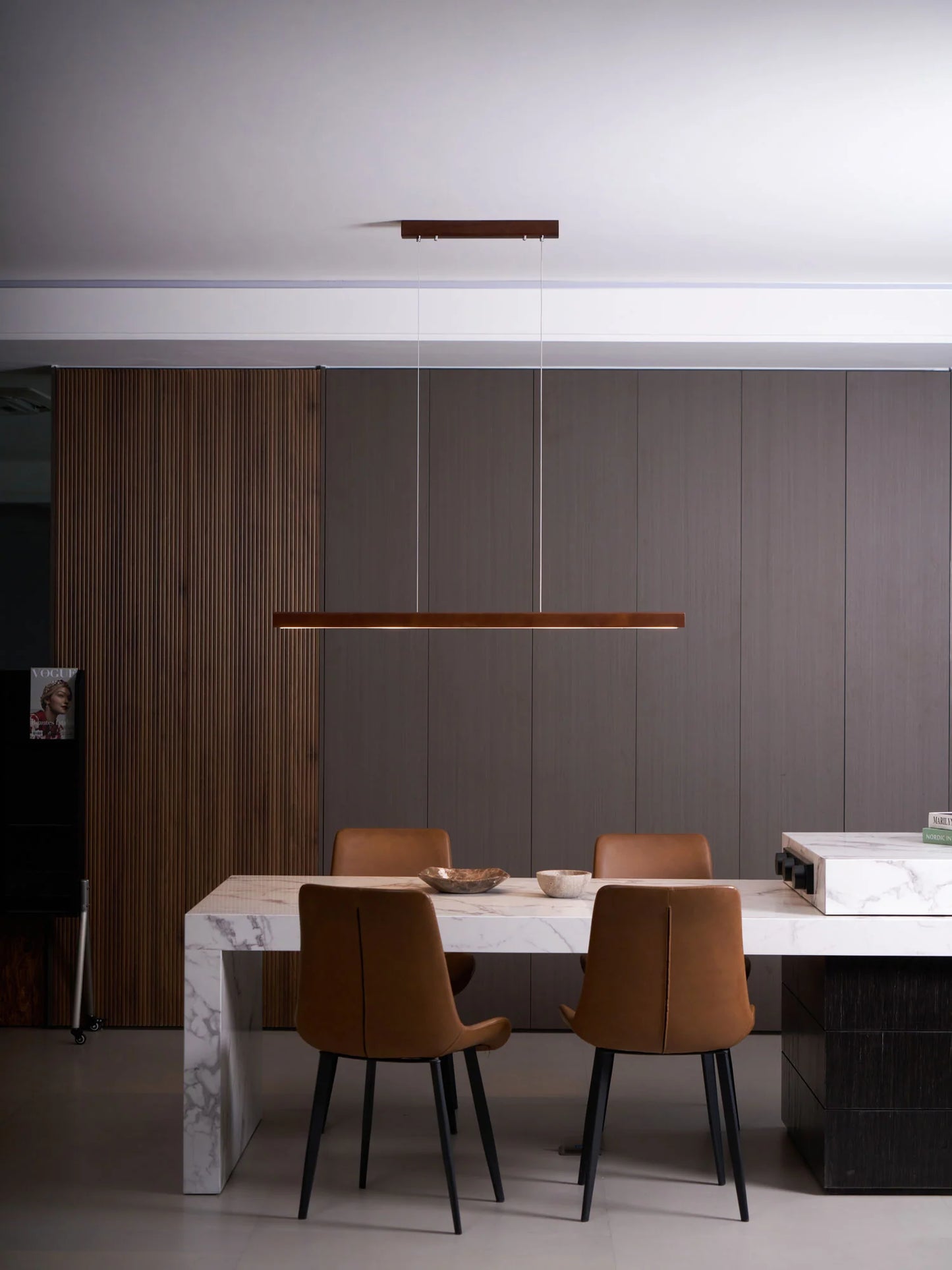 Linear Wooden Pendant Light