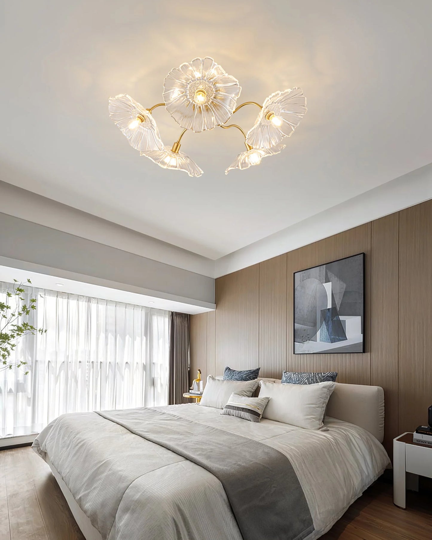 Lotus Leaf Glass Ceiling Lamp