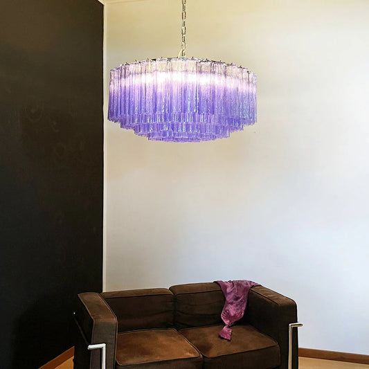 Murano Large Amethyst Tube Chandelier