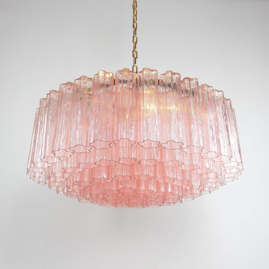 Murano Large Pink Tube Chandelier