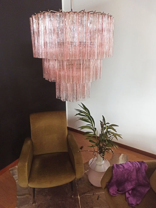Murano Pink Tubes Chandelier
