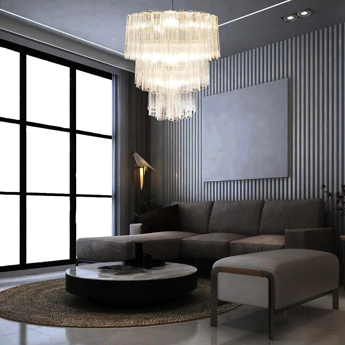 Murano Transparent Tubes Chandelier