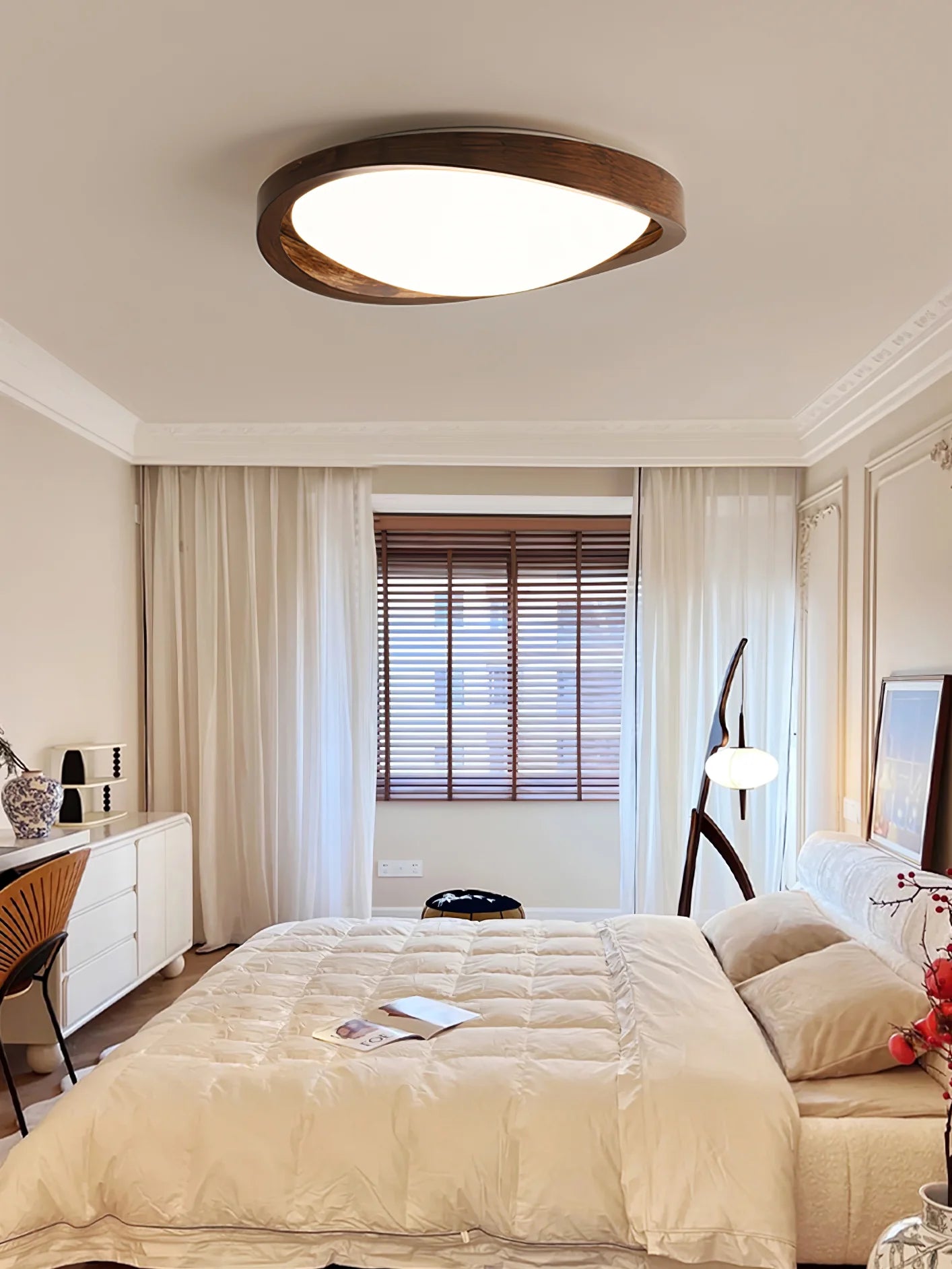 Walnut Curved Edge Ceiling Light