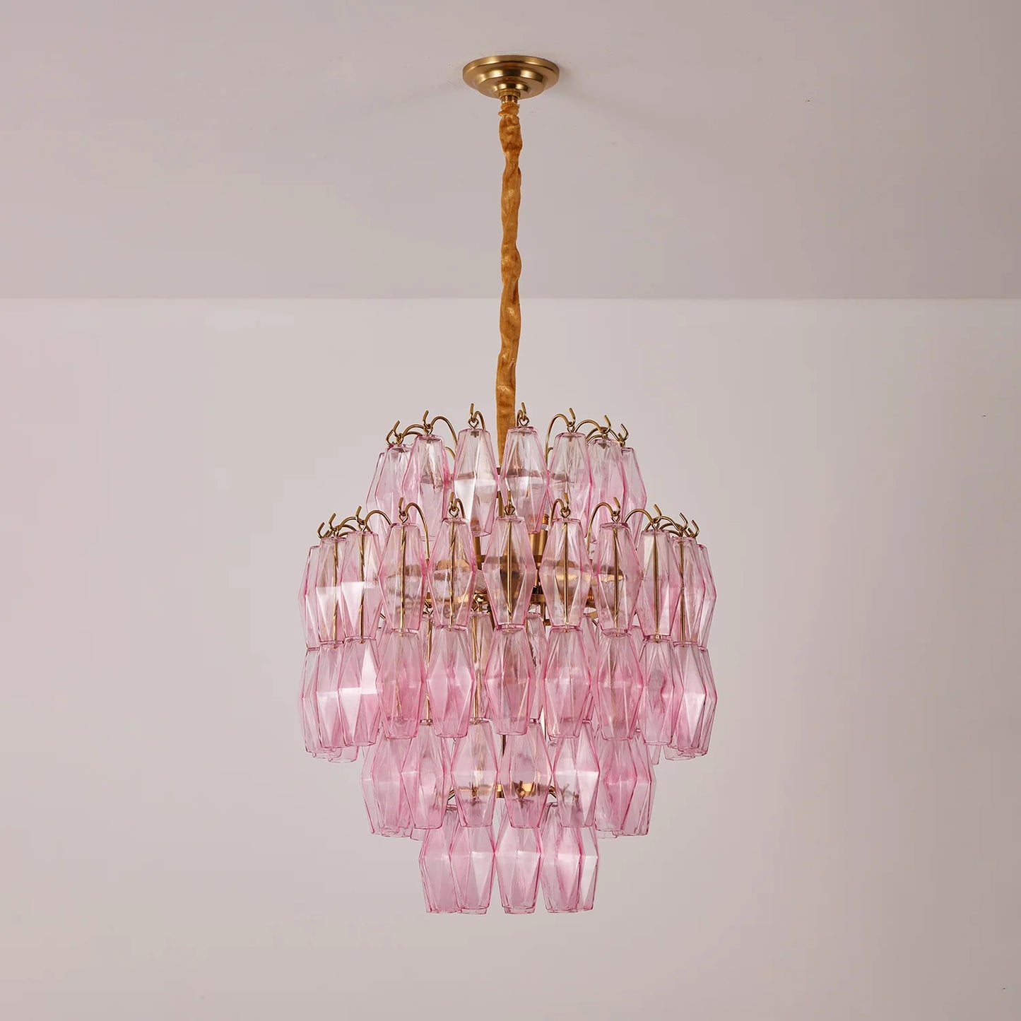 Pink Murano Glass Prism Chandelier