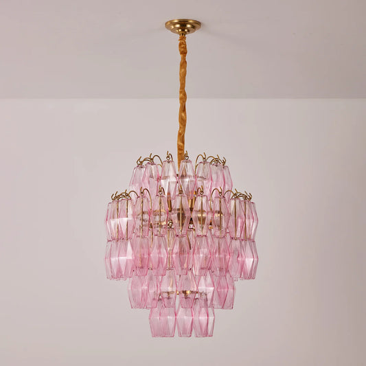 Pink Murano Glass Prism Chandelier