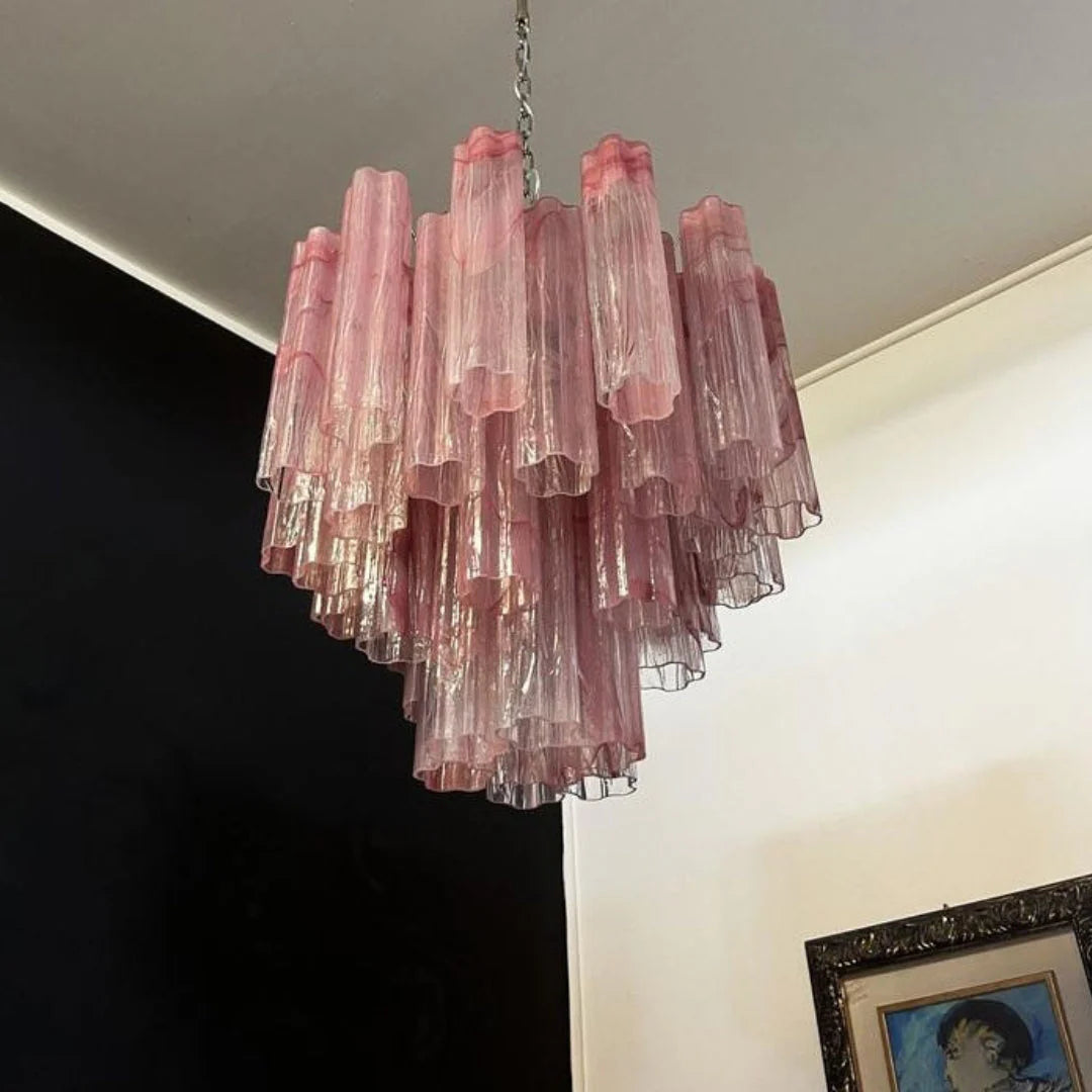 Pink Murano Tubes Chandelier