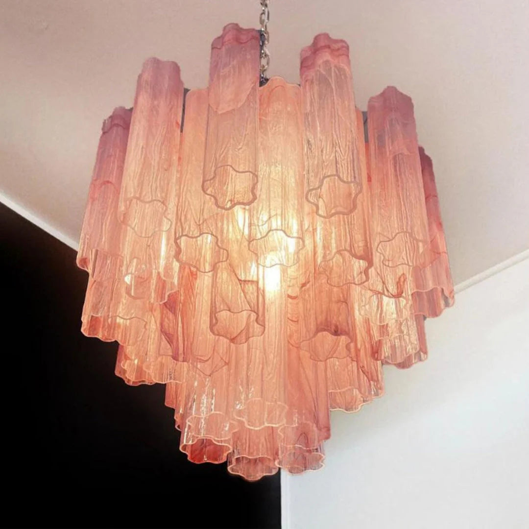 Pink Murano Tubes Chandelier