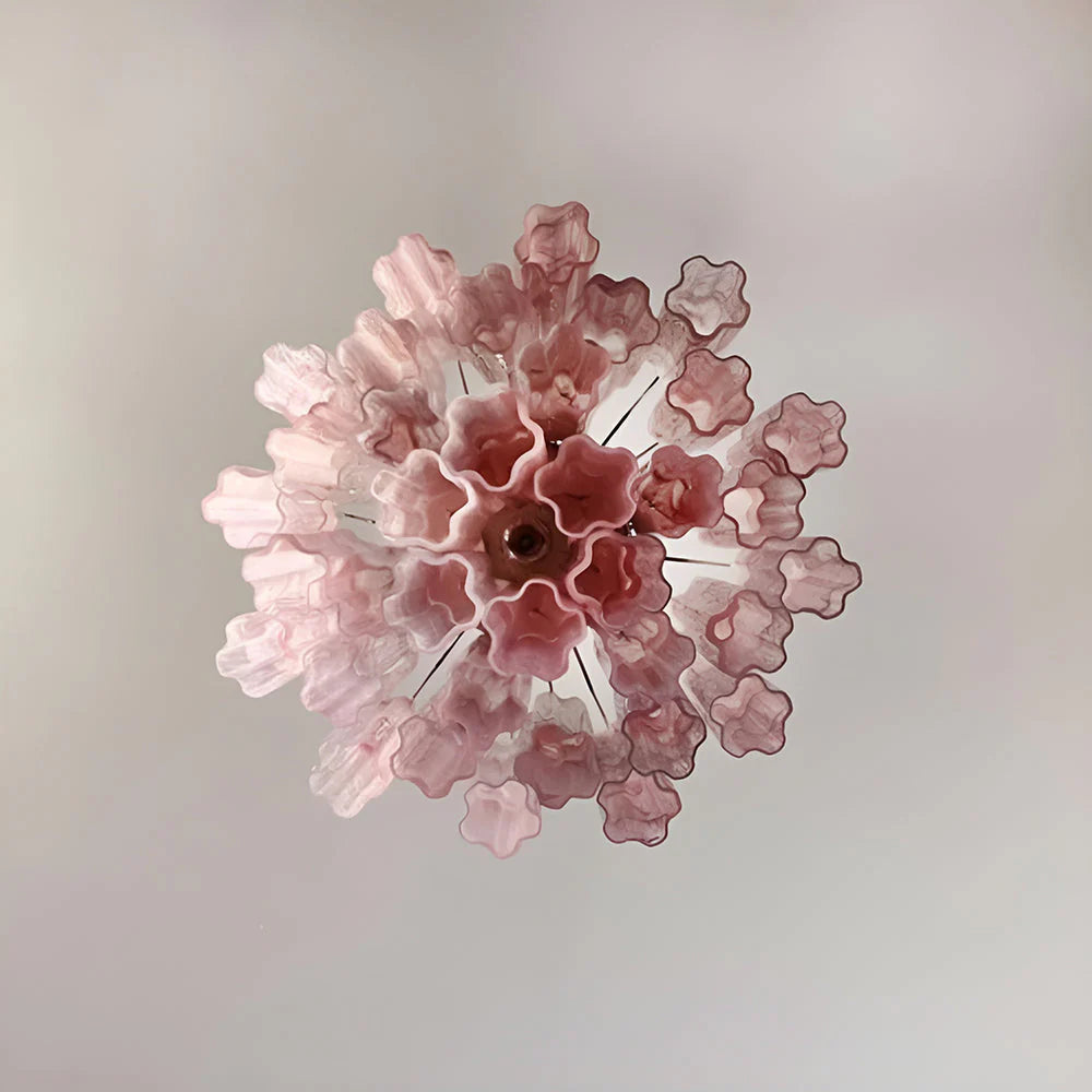 Pink Murano Tubes Chandelier