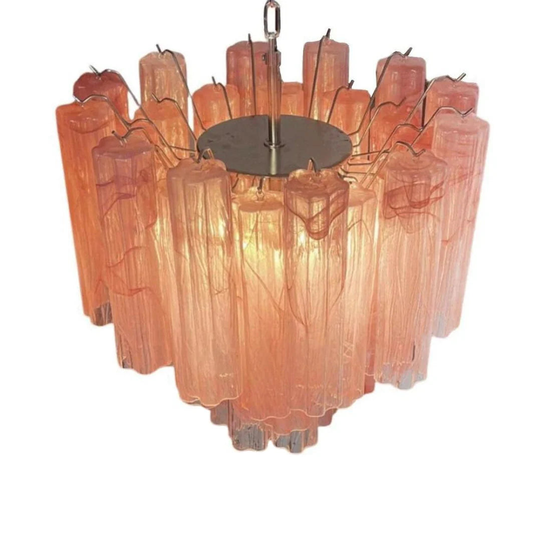 Pink Murano Tubes Chandelier
