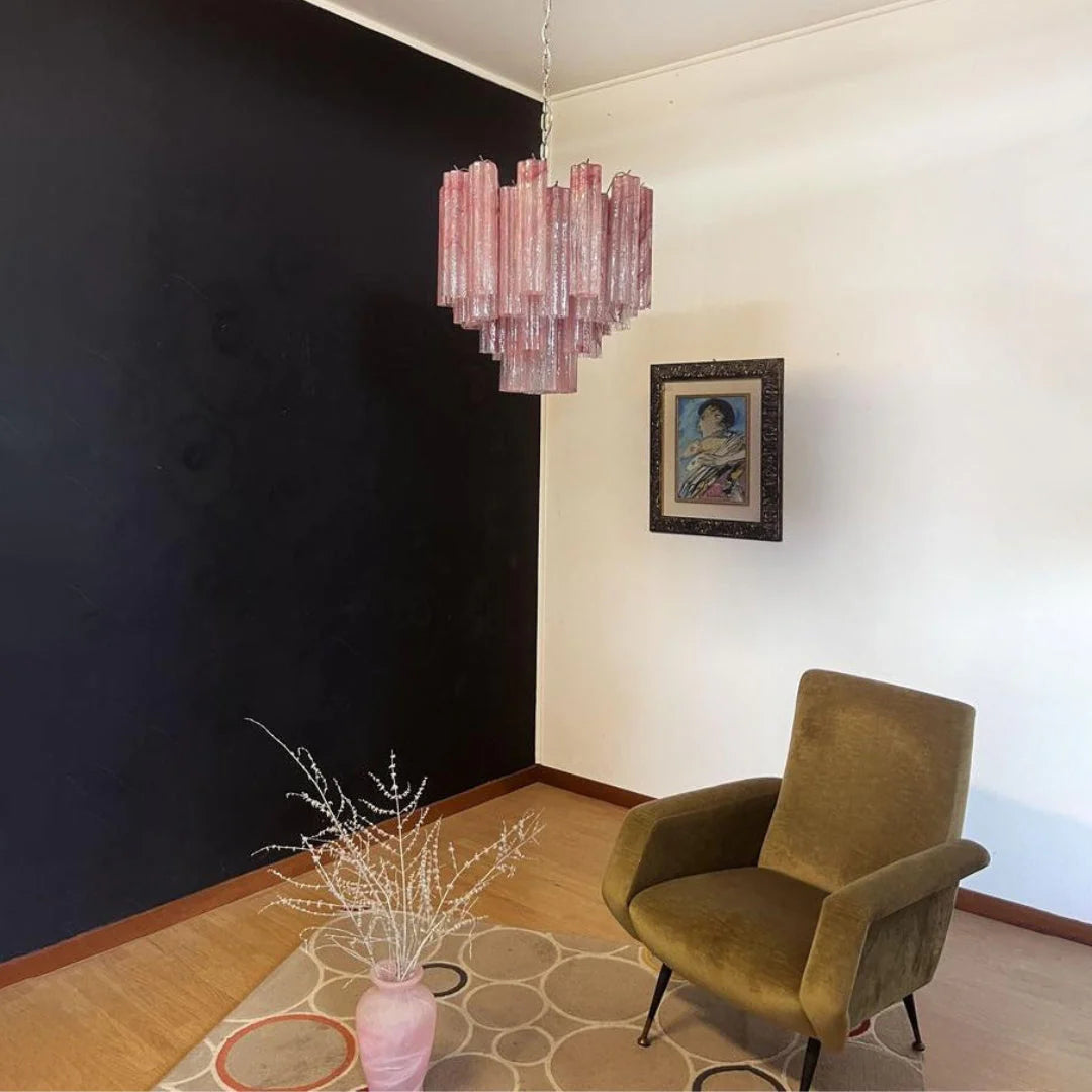 Pink Murano Tubes Chandelier