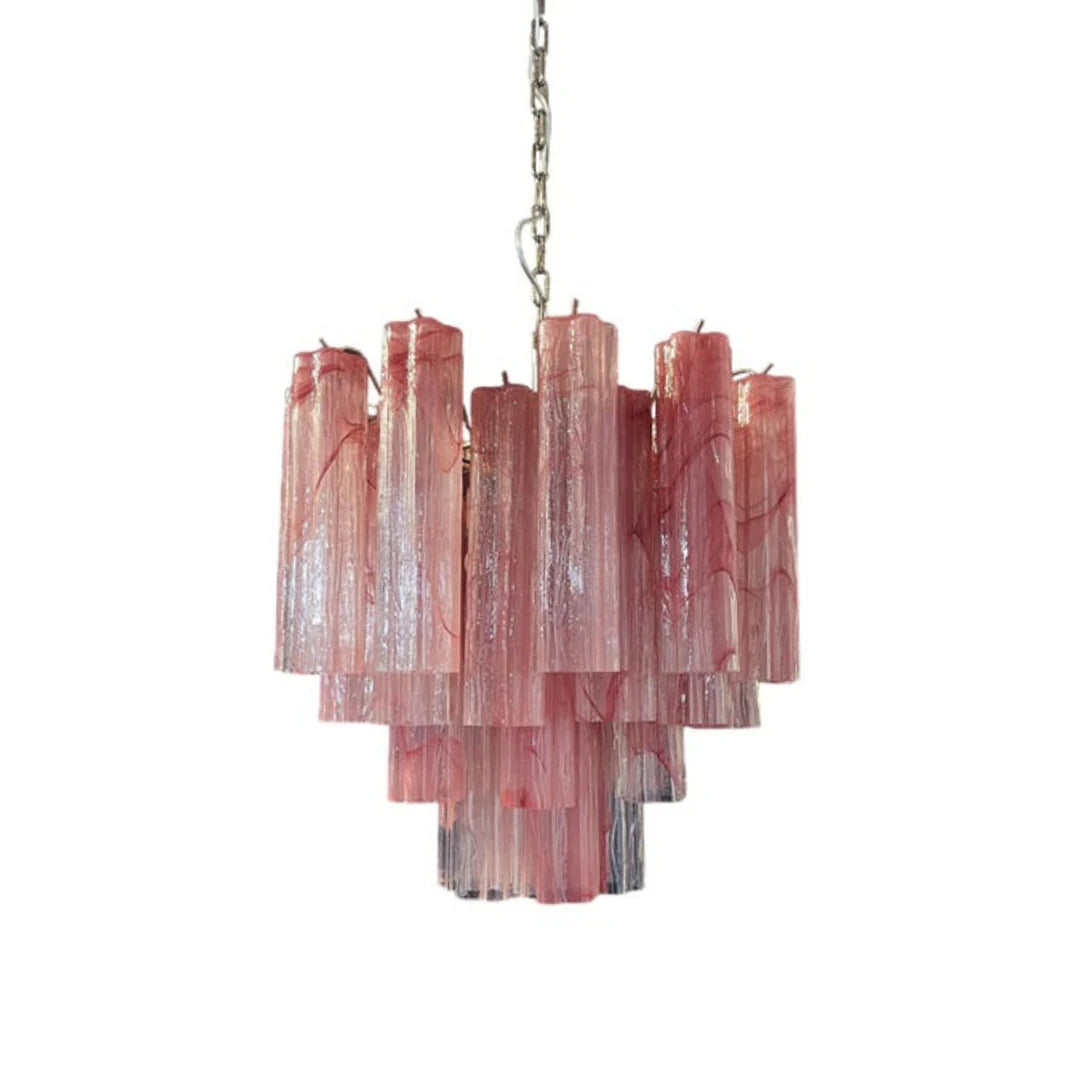 Pink Murano Tubes Chandelier