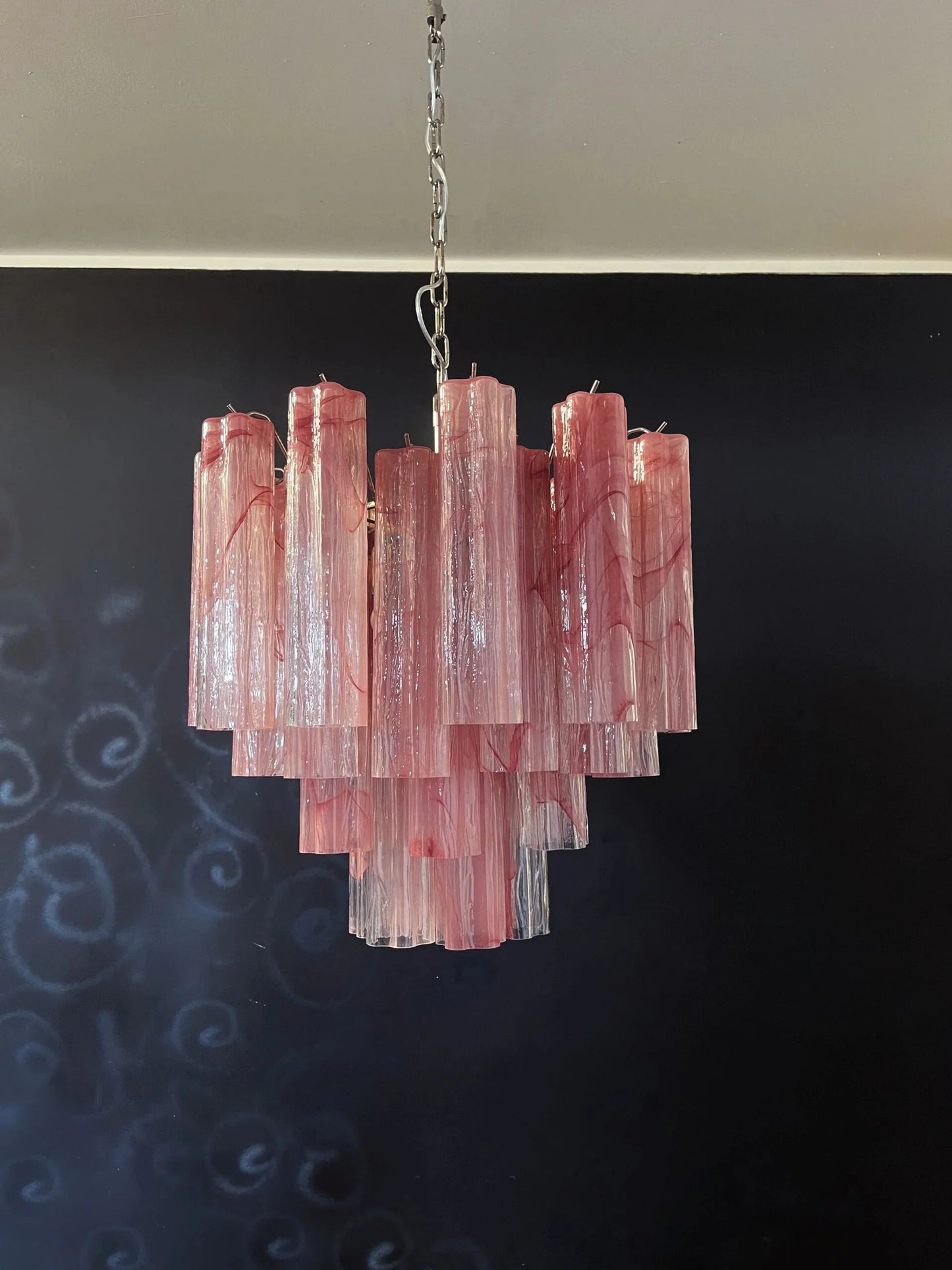 Pink Murano Tubes Chandelier
