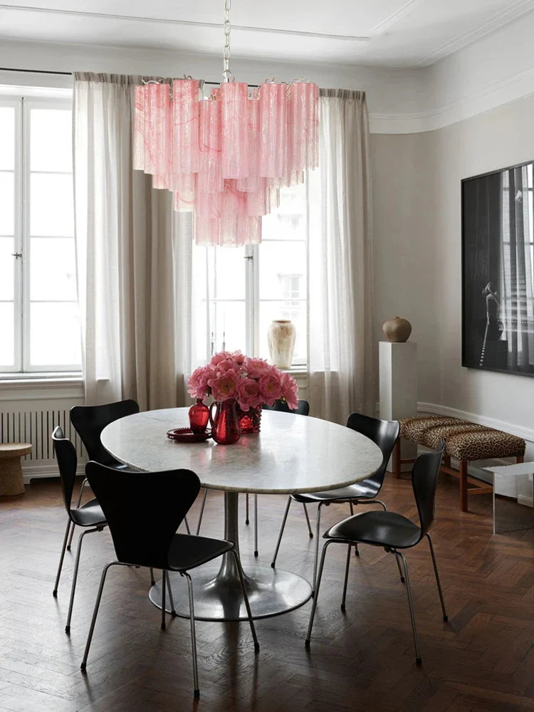 Pink Murano Tubes Chandelier