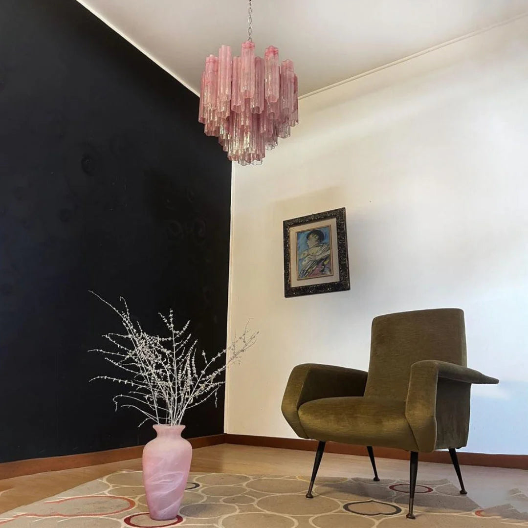 Pink Murano Tubes Chandelier