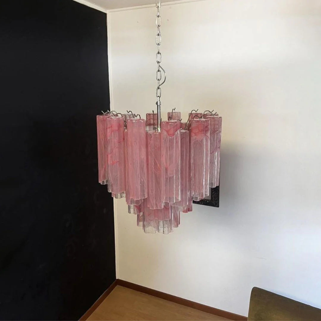 Pink Murano Tubes Chandelier