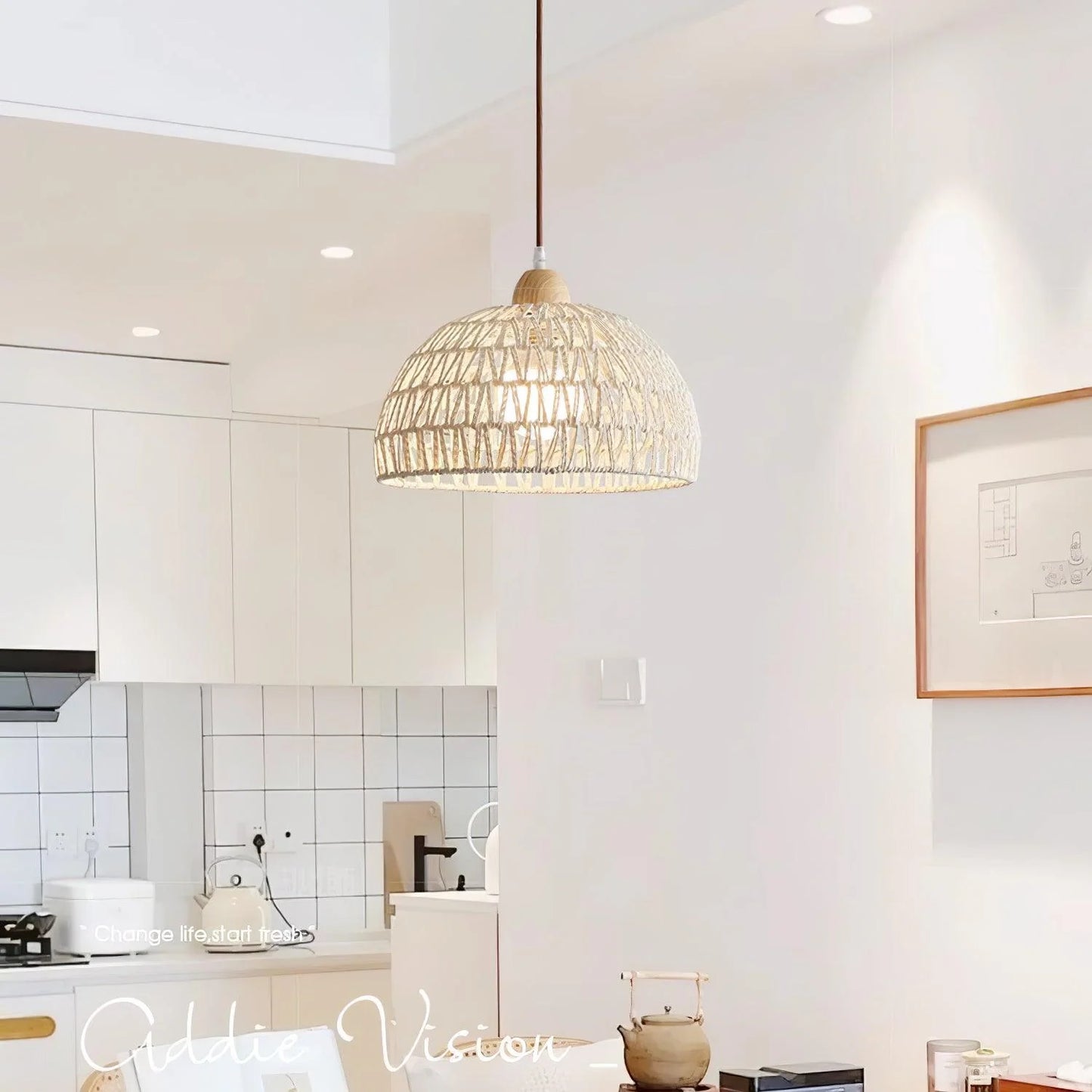 Rattan Arch Pendant Lamp