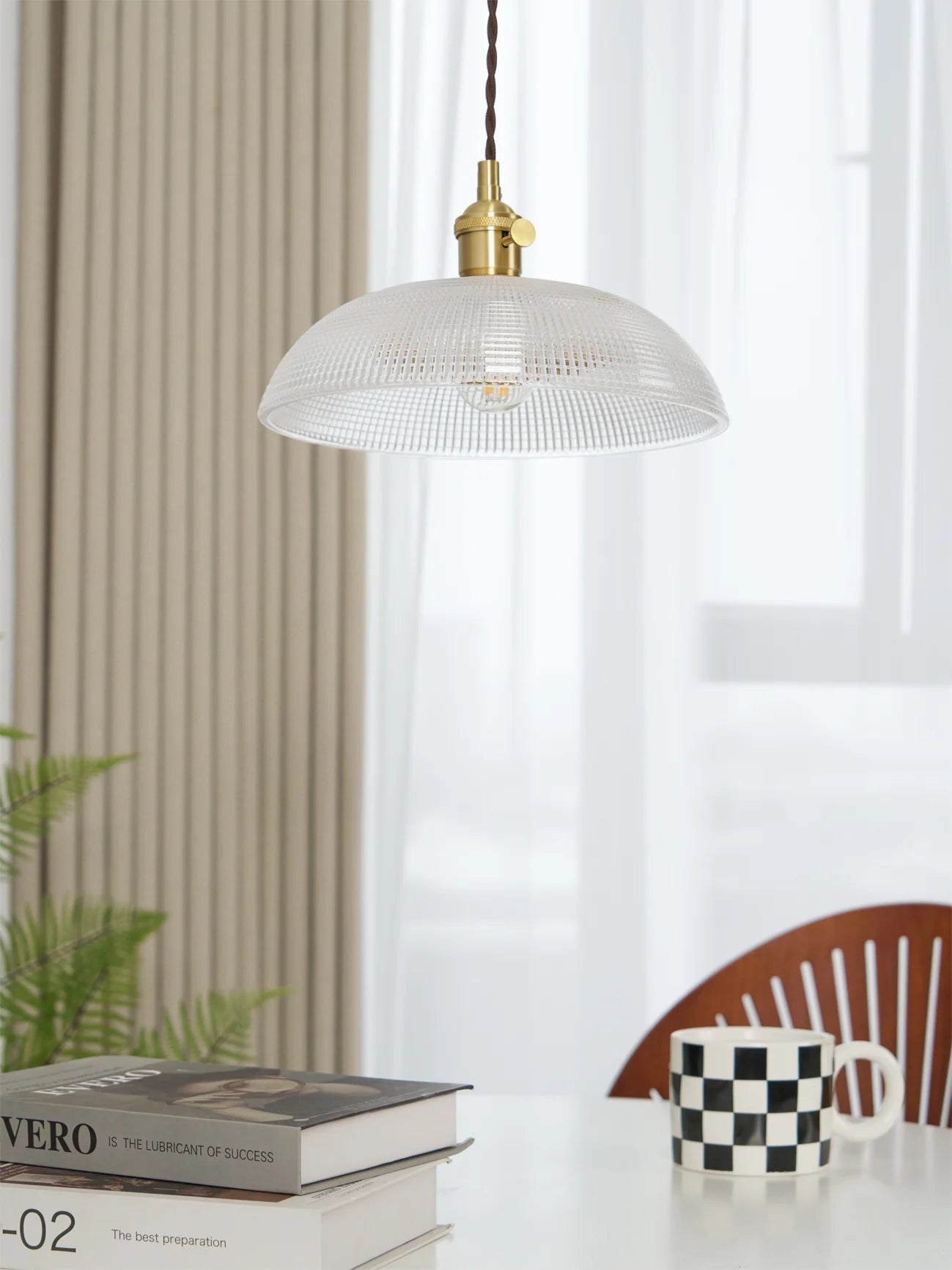 Ribbed Spiral Pendant Light