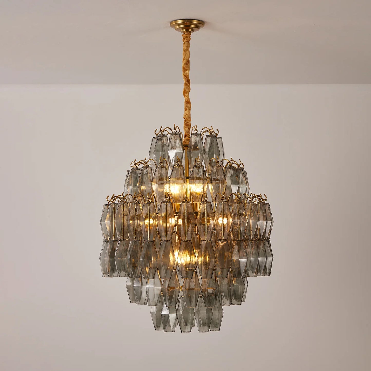 Smoke Gray Prism Round Chandelier