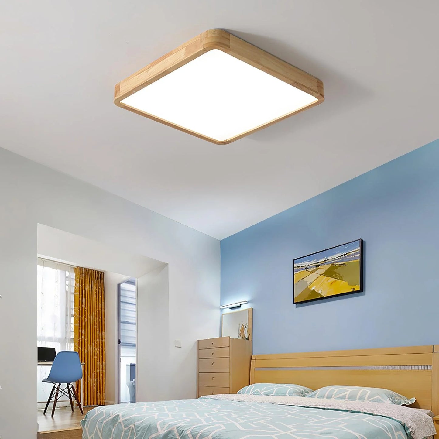 Sqare Wooden Ceiling Light