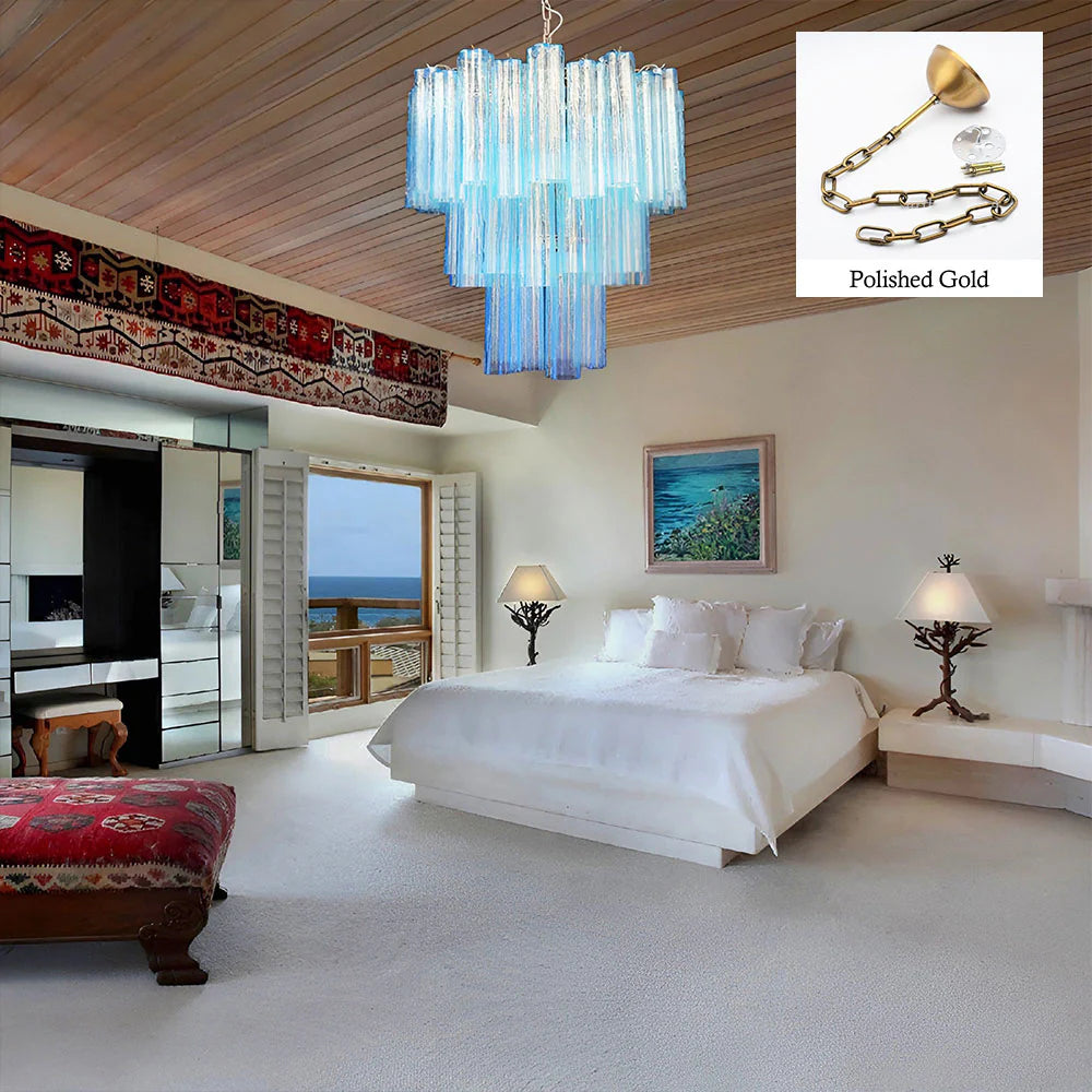 Elegant Blue Murano Tube Chandelier