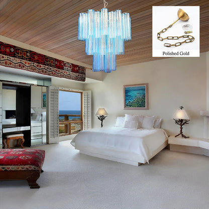 Elegant Blue Murano Tube Chandelier