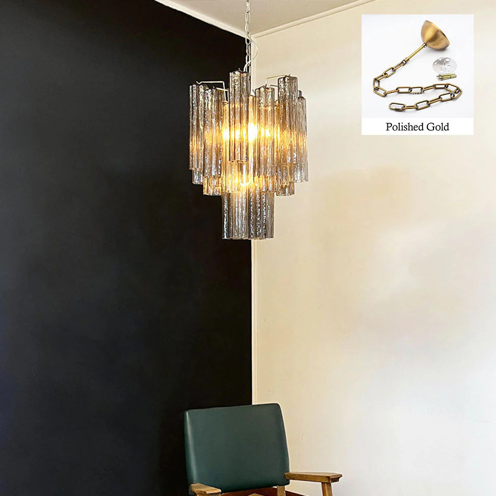 Fantastic Smoked Murano Tube Chandelier