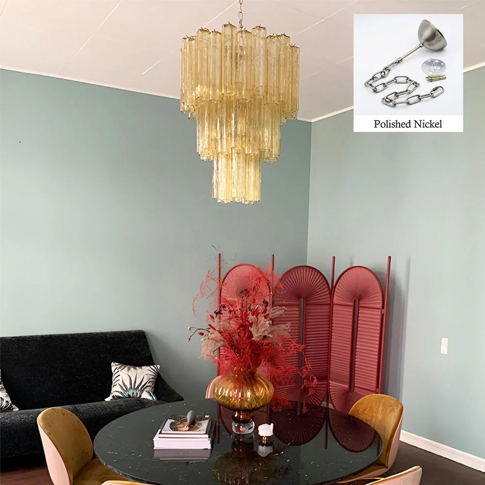 Fantastic Amber Murano Tube Chandelier